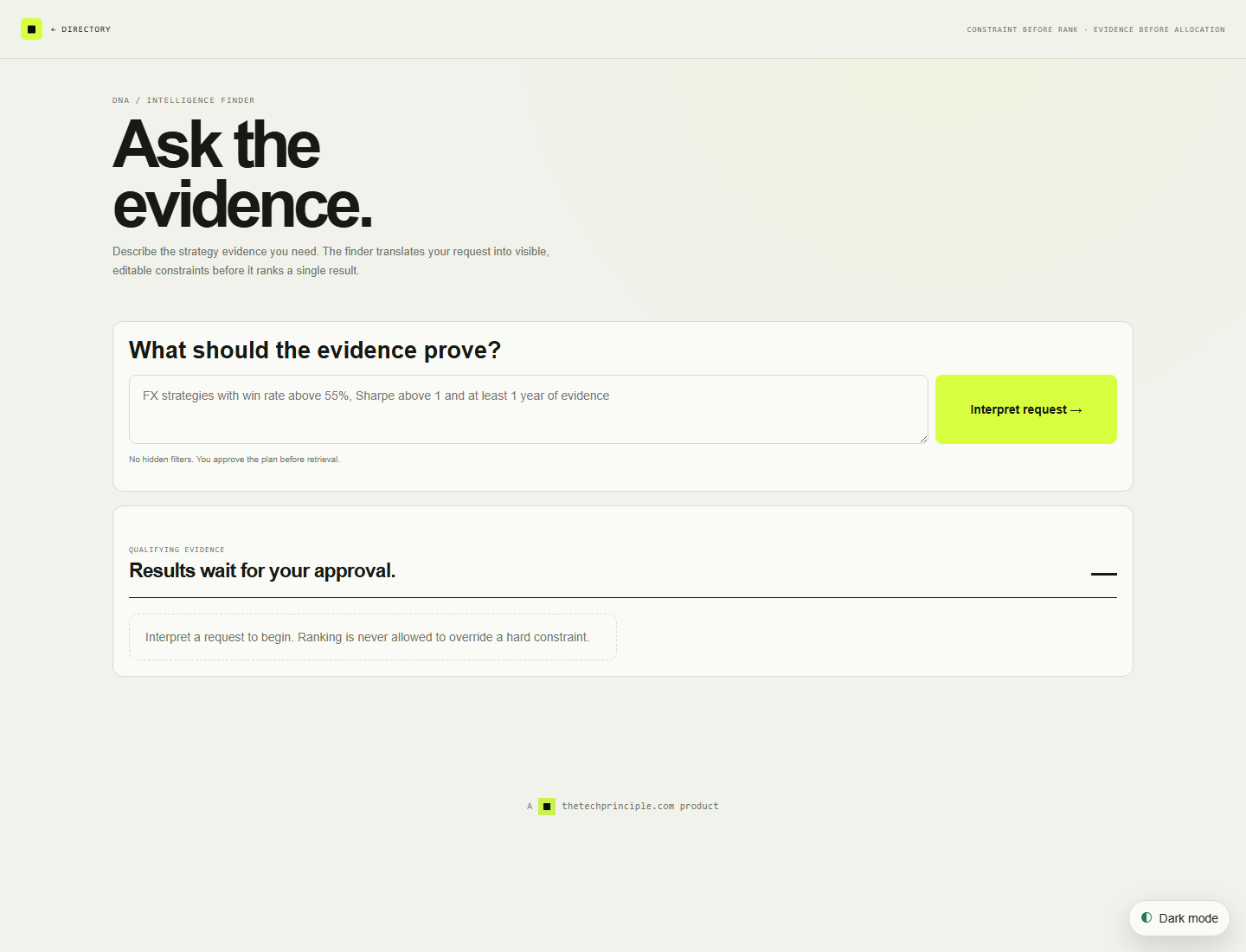 Strategy Directory — Intelligence workspace