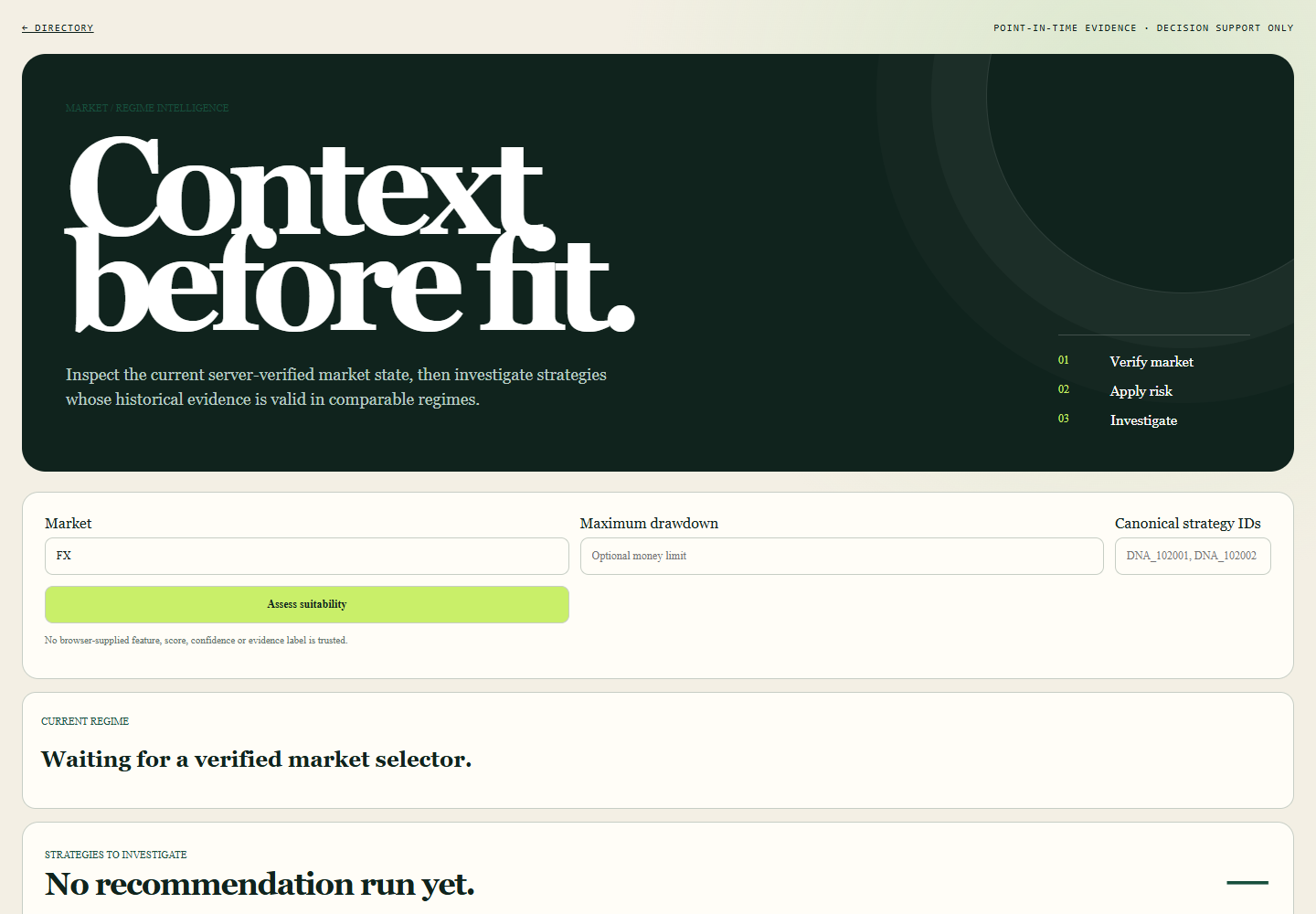 Strategy Directory — Regimes Desktop