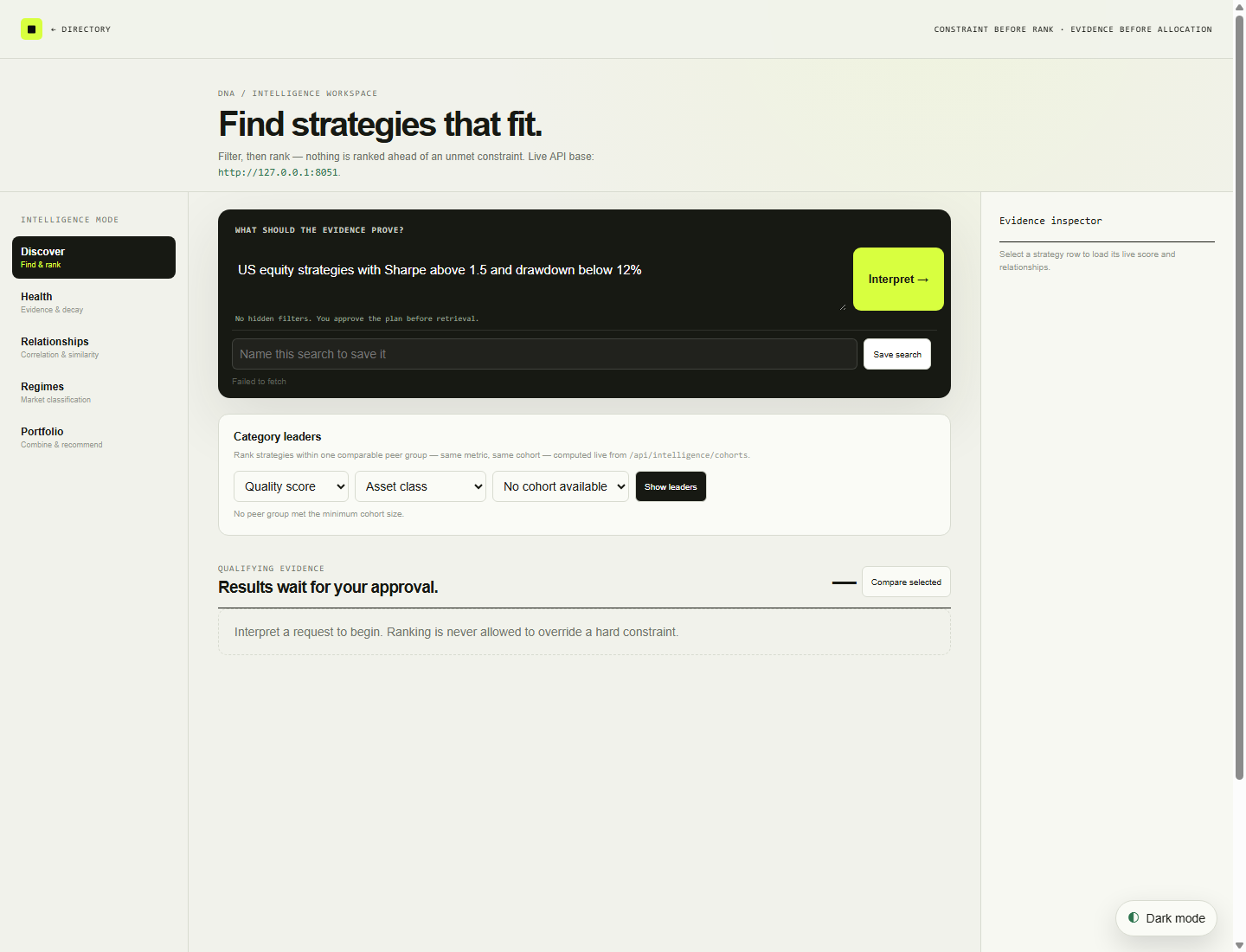 Strategy Directory — Search and filter