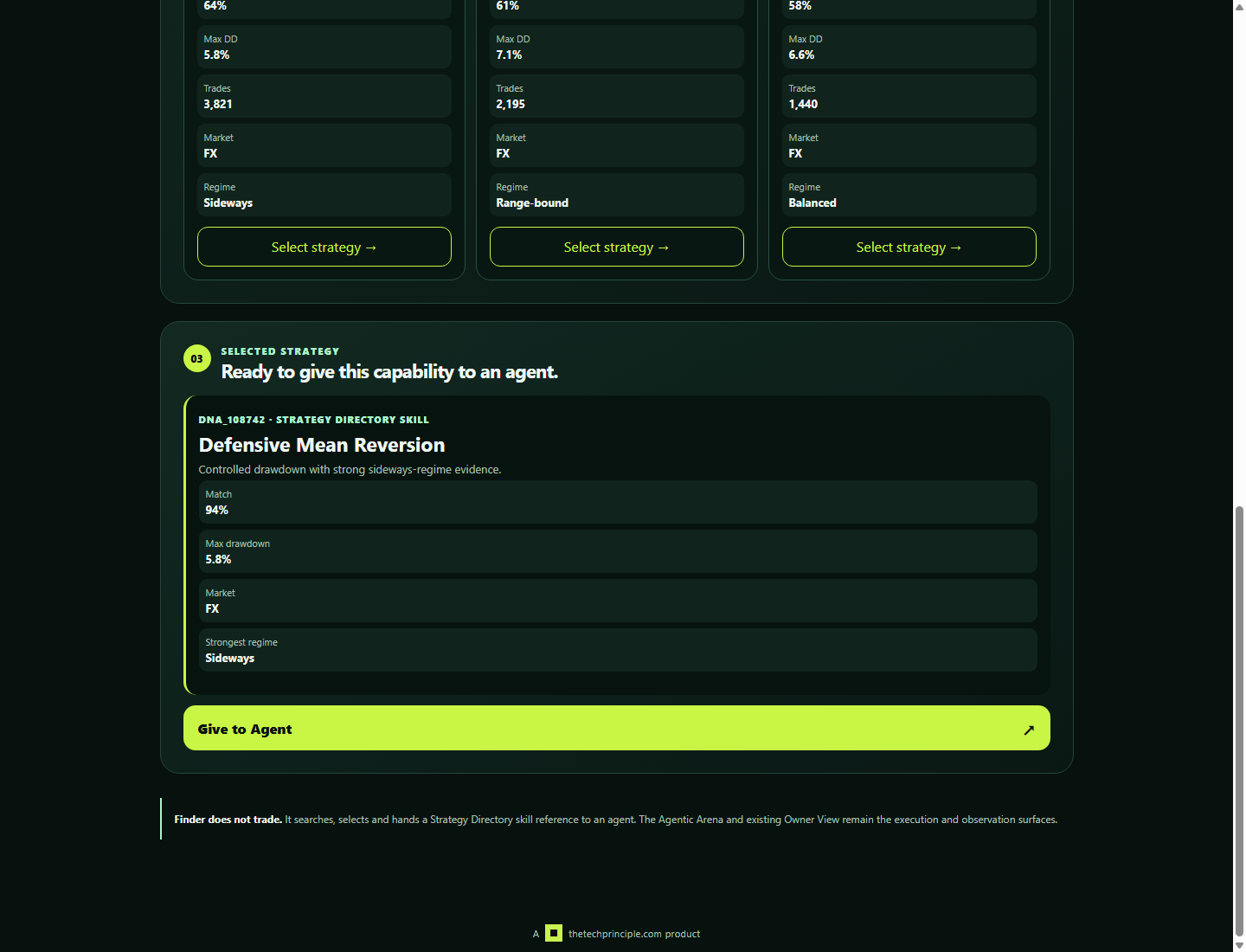Strategy Finder AI — Strategy selection